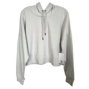 90 Degree Women's Stone Washed Cropped Pullover Hoodie Size XL Oyster Mushroom